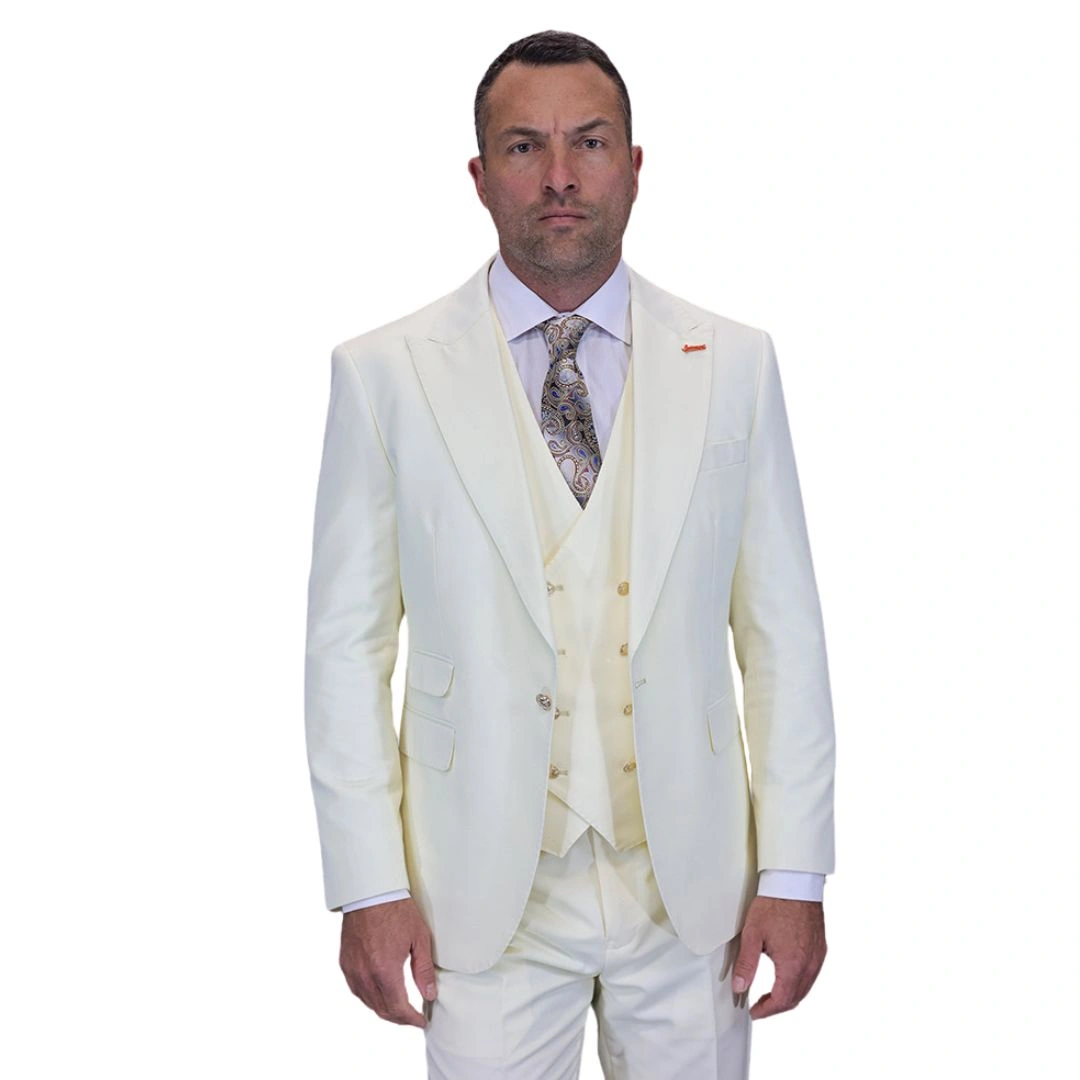 Aether Crest: The Modern Gentleman's Off-White Suit. Effortlessly Stylish, 3-Piece Perfection.