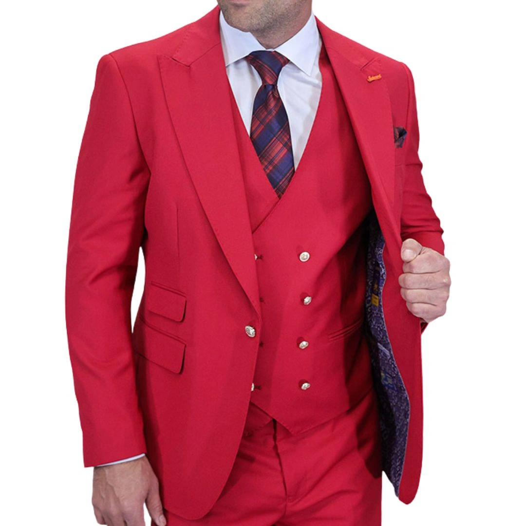 Aether Crest: Berry Burst. Three-Piece Suit. Modern Fit. Dress to Impress. Bloke's Best.