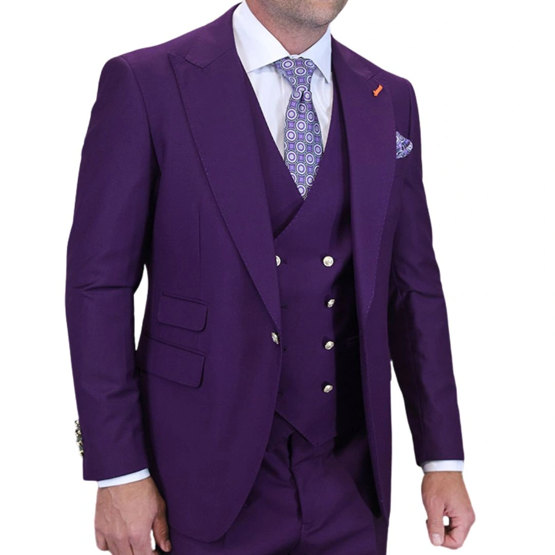Aether Crest: Plum Perfection! Modern 3-Piece Suit, Simply Unforgettable.